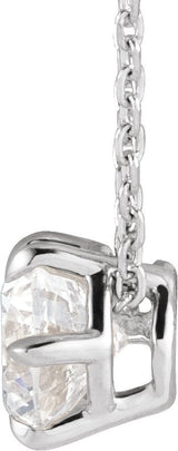 14K Gold Round Lab-Grown Diamond Solitaire Necklace or Slide Pendant - White Gold - view 2