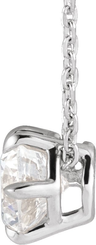 14K Gold Round Lab-Grown Diamond Solitaire Necklace or Slide Pendant - White Gold - view 2