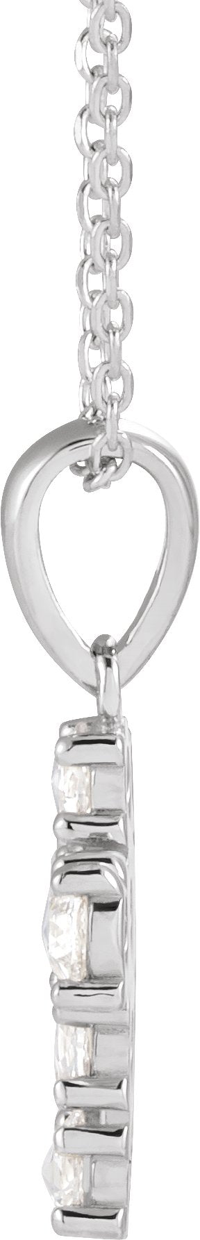 14K Gold Round Natural Diamond Rose-Cut Cross Necklace or Pendant - White Gold - view 2