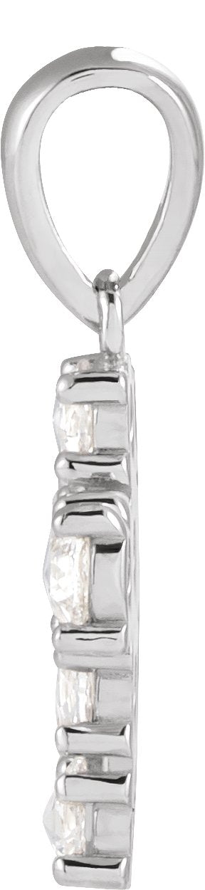 Platinum Round Natural Diamond Rose-Cut Cross Necklace or Pendant - view 2