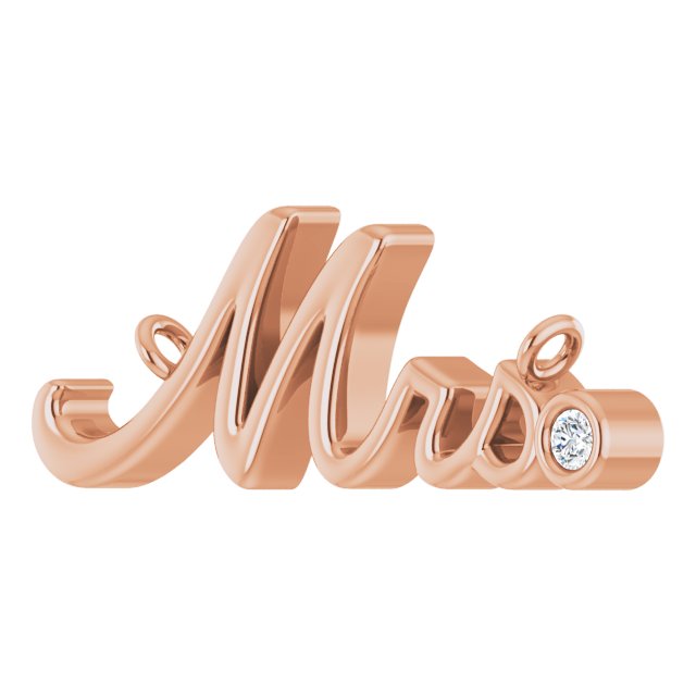 14K Gold Round Natural Diamond "Mrs" Necklace - Rose Gold - view 2