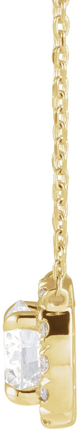 14K Gold Round Lab-Grown Diamond French-Set Halo-Style Necklace - Yellow Gold - view 2