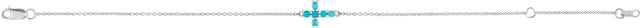 14K Gold Round Natural Turquoise Sideways Cross Bracelet - White Gold - view 2