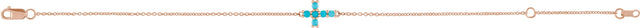14K Gold Round Natural Turquoise Sideways Cross Bracelet - Rose Gold - view 2