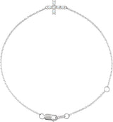 14K Gold Round Natural Diamond Sideways Cross Bracelet – 2mm Stones - White Gold