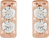14K Gold Round Natural Diamond Accented Bar Earrings - Rose Gold - view 2