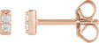 14K Gold Round Natural Diamond Accented Bar Earrings - Rose Gold