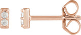 14K Gold Round Natural Diamond Accented Bar Earrings - Rose Gold