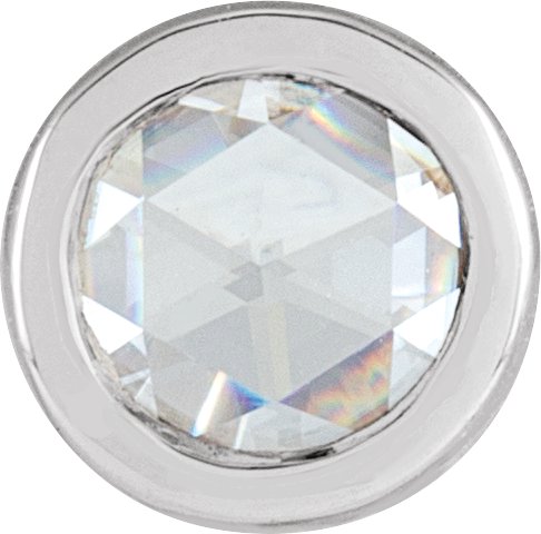 14K Gold Natural Diamond Round Bezel-Set Pendant - White Gold