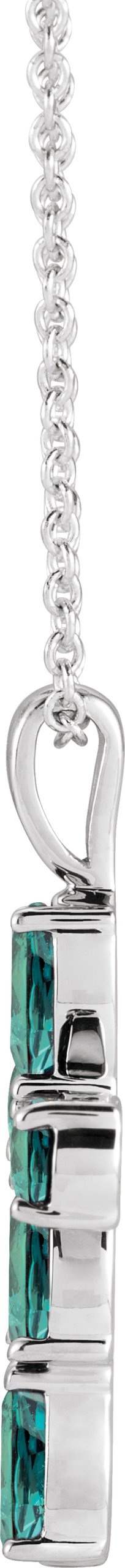 Platinum Pear Lab-Grown Alexandrite Cross Necklace or Pendant - view 2