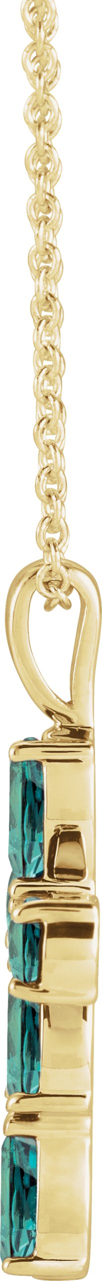 14K Gold Pear Lab-Grown Alexandrite Cross Necklace or Pendant - Yellow Gold - view 2