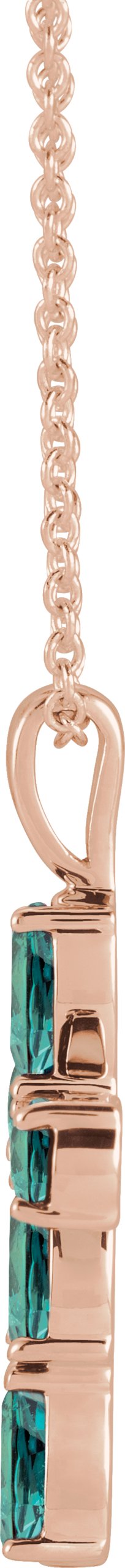 14K Gold Pear Lab-Grown Alexandrite Cross Necklace or Pendant - Rose Gold - view 2