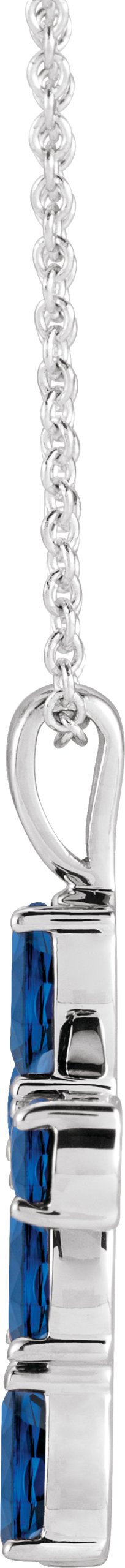 Platinum Pear Natural Blue Sapphire Cross Necklace or Pendant - view 2