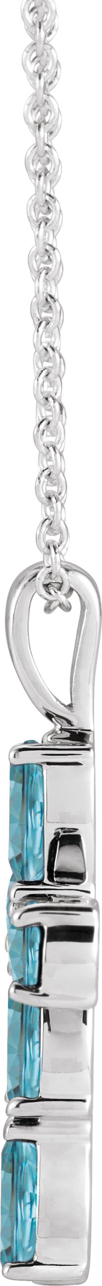 Platinum Pear Natural Blue Zircon Cross Necklace or Pendant - view 2