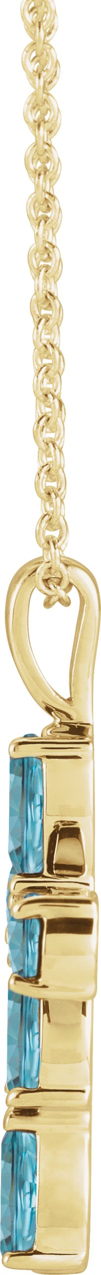 14K Gold Pear Natural Blue Zircon Cross Necklace or Pendant - Yellow Gold