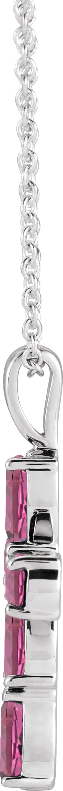 Platinum Pear Natural Pink Tourmaline Cross Necklace or Pendant - view 2