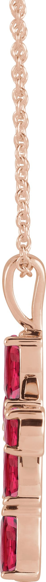 14K Gold Pear Lab-Grown Ruby Cross Necklace or Pendant - Rose Gold - view 2
