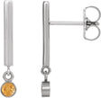 Platinum Round Natural Citrine Bezel-Set Bar Earrings