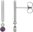14K Gold Round Natural Alexandrite Bezel-Set Bar Earrings - White Gold