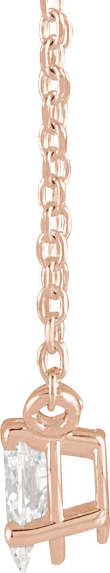 14K Gold Pear Natural Diamond Solitaire Necklace - Rose Gold - view 2