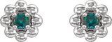 Platinum Round Natural Alexandrite Petite Flower Earrings - view 2