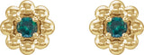 14K Gold Round Natural Alexandrite Petite Flower Earrings - Yellow Gold - view 2