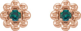 14K Gold Round Natural Alexandrite Petite Flower Earrings - Rose Gold - view 2