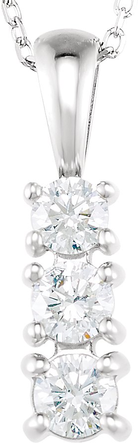 14K Gold Round Lab-Grown Diamond Graduated Necklace or Pendant - White Gold