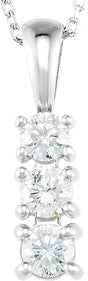 14K Gold Round Natural Diamond Graduated Necklace or Pendant - White Gold