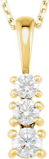 14K Gold Round Natural Diamond Graduated Necklace or Pendant - Yellow Gold