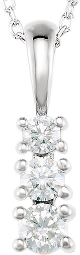 14K Gold Round Natural Diamond Graduated Necklace or Pendant - White Gold