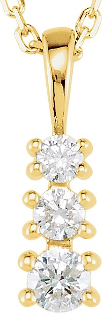 14K Gold Round Natural Diamond Graduated Necklace or Pendant - Yellow Gold