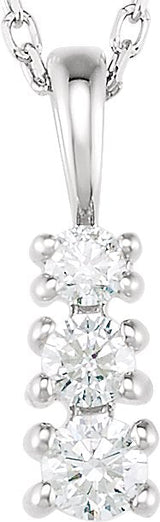 14K Gold Round Natural Diamond Graduated Necklace or Pendant - White Gold