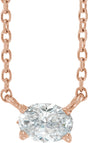 14K Gold Oval Lab-Grown Diamond Solitaire Necklace - Rose Gold