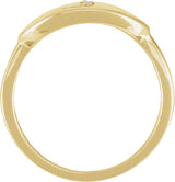 14K Gold Round Natural Diamond Accented Initial Signet Ring - Yellow Gold - view 2
