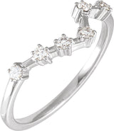 14K Gold Round Natural Diamond Constellation Zodiac Ring - White Gold