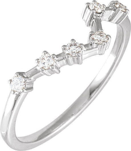 14K Gold Round Natural Diamond Constellation Zodiac Ring - White Gold