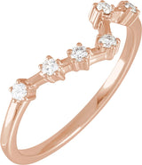 14K Gold Round Natural Diamond Constellation Zodiac Ring - Rose Gold