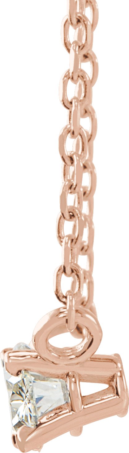 14K Gold Oval Natural Diamond Solitaire Necklace - Rose Gold - view 2