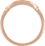 14K Gold Round Natural Diamond Accented Initial Signet Ring - Rose Gold - view 2
