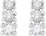 14K Gold Round Natural Diamond Graduated Three-Stone Earrings - White Gold - view 2