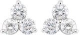 14K Gold Round Natural Diamond Three-Stone Cluster Earrings - White Gold - view 2
