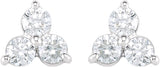 14K Gold Round Natural Diamond Three-Stone Cluster Earrings - White Gold - view 2