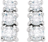 14K Gold Round Natural Diamond Graduated Three-Stone Earrings - White Gold - view 2