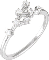 14K Gold Round Natural Diamond Constellation Zodiac Ring - White Gold
