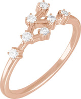 14K Gold Round Natural Diamond Constellation Zodiac Ring - Rose Gold
