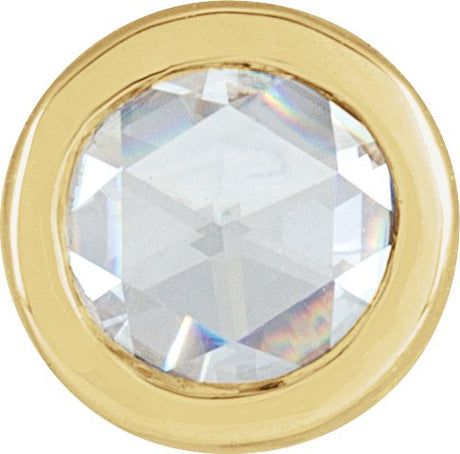 14K Gold Natural Diamond Round Bezel-Set Pendant - Yellow Gold