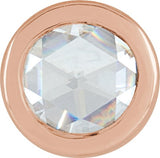 14K Gold Natural Diamond Round Bezel-Set Pendant - Rose Gold