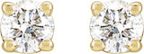 14K Gold Natural Diamond Round 4-Prong Stud Earrings – 2.8-6.3mm Stones - Yellow Gold - view 2
