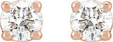 14K Gold Natural Diamond Round 4-Prong Stud Earrings – 2.8-6.3mm Stones - Rose Gold - view 2